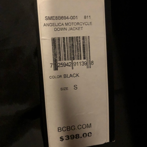 BCBG MaxAzria  Angelica Motorcycle down jacket. Black size small. New with tags - Picture 8 of 9